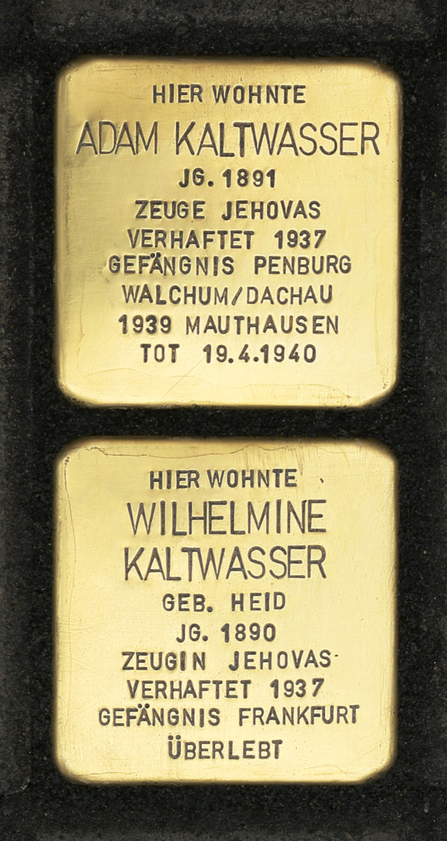 Stolpersteine Adam und Wilhelmine Kaltwasser