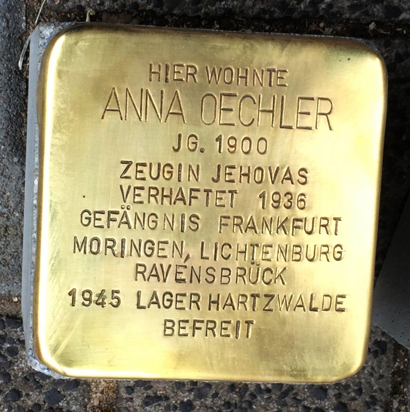 Stolperstein für Anna Oechler